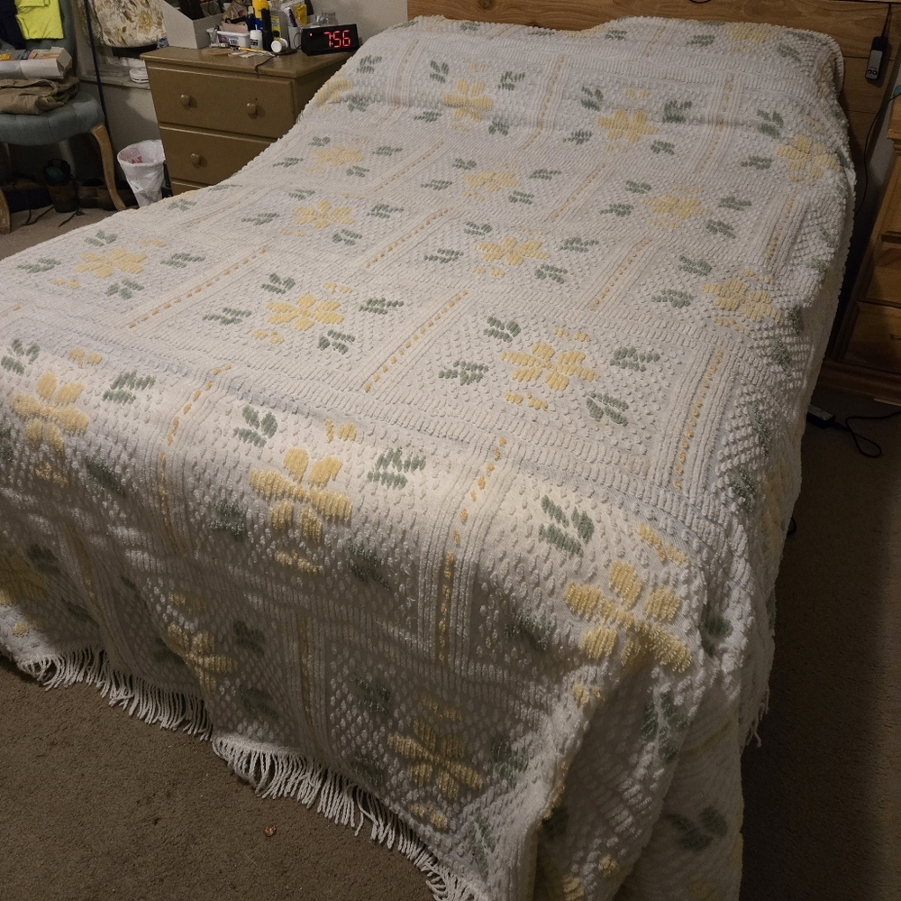 Vintage Queen Size Chenille Bedspread